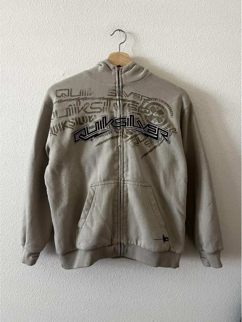 Quiksilver Vintage Graphic Full Zip Hoodie Gray Size 12-14